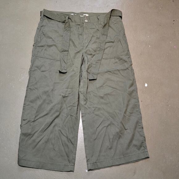 NWT Seven7 High Rise Belted‎ Wide Leg Pant in Green Women's Size 16 - Picture 1 of 5